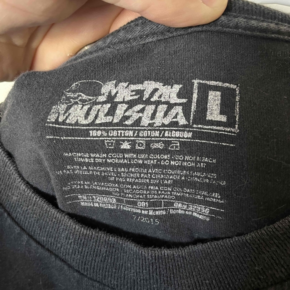 Metal Mulisha Size Large Black T Shirt American Flag Long Sleeve Cotton 90s - Picture 7 of 9